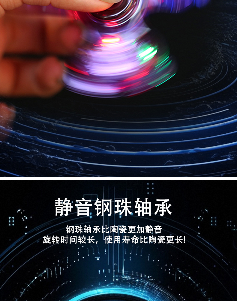 熊猫指尖陀螺水晶带灯夜光透明LED发光解压手指玩具减压潮流夜光详情3