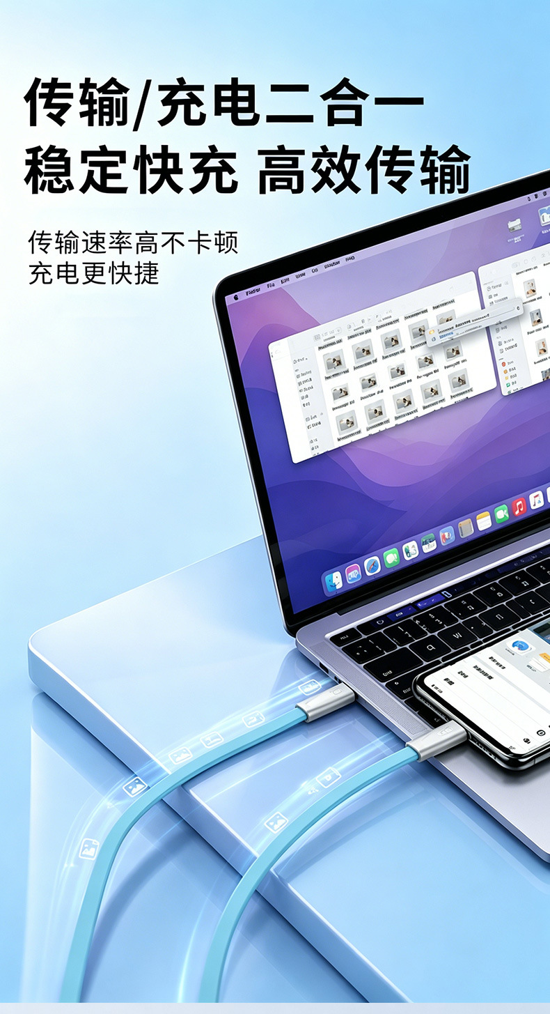 The liquid silicone rubber data charging cable 240W fast charging cable is suitable for Huawei, Xiaomi, OPPO and iPhone 15 mobile phones pic 9