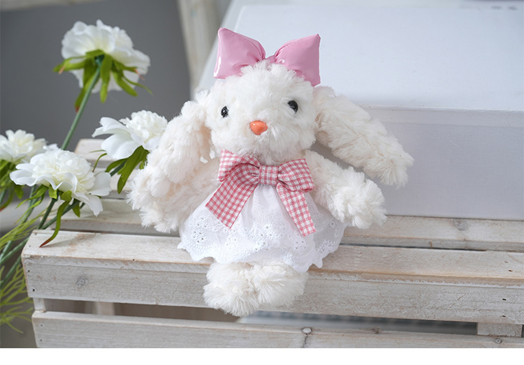 Lace coffee dress, ear-hanging rabbit bag, pendant, versatile cartoon plush and cute doll, Maillard keychain gift pic 12