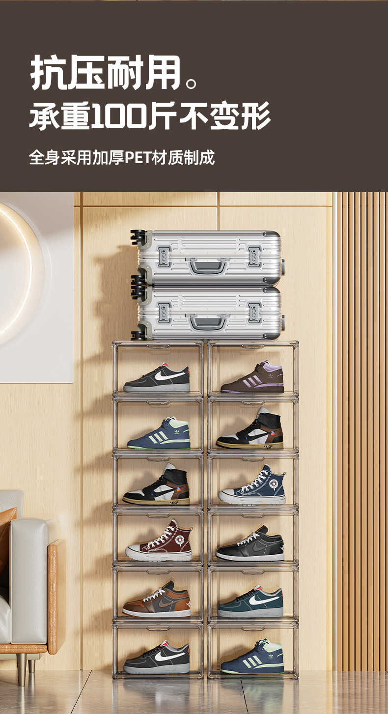 Transparent shoe box, acrylic shoe box, dust-proof magnetic side-opening storage box, shoe box, AJ sneaker storage box pic 6