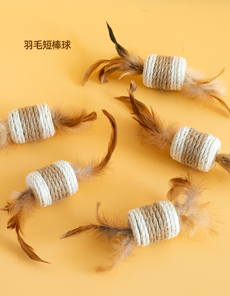 宠物用品新品猫玩具剑麻球羽毛自嗨解闷自嗨  磨抓发声小猫咪玩具详情12