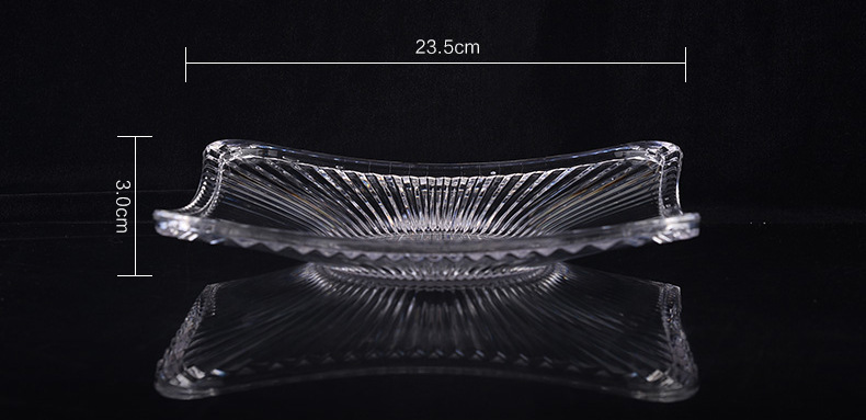 European-style square striped fruit plate, durable lotus, antique high-end acrylic transparent sword-patterned pc fruit plate pic 4