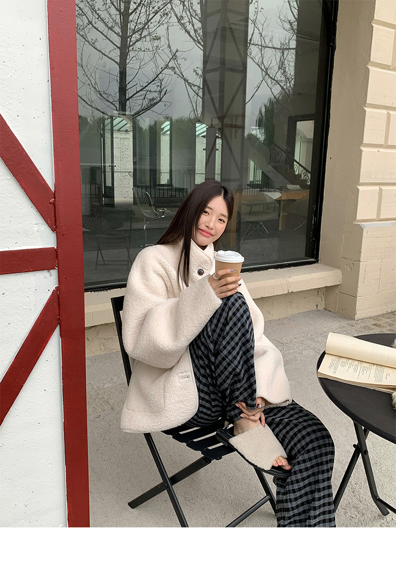趋梦DT ETOLIE韩版立领仿羊羔毛外套女十三行新款皮毛一体皮草女详情14