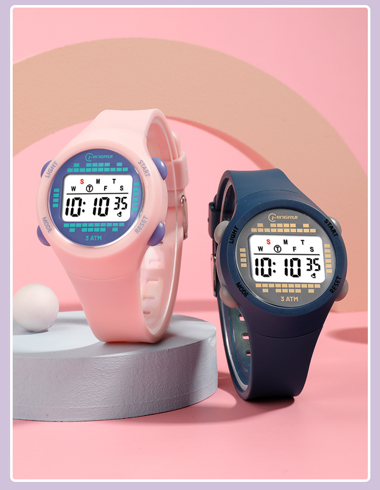 儿童电子手表女生中学生男女款高颜值个性可爱防水多功能手表批发详情8