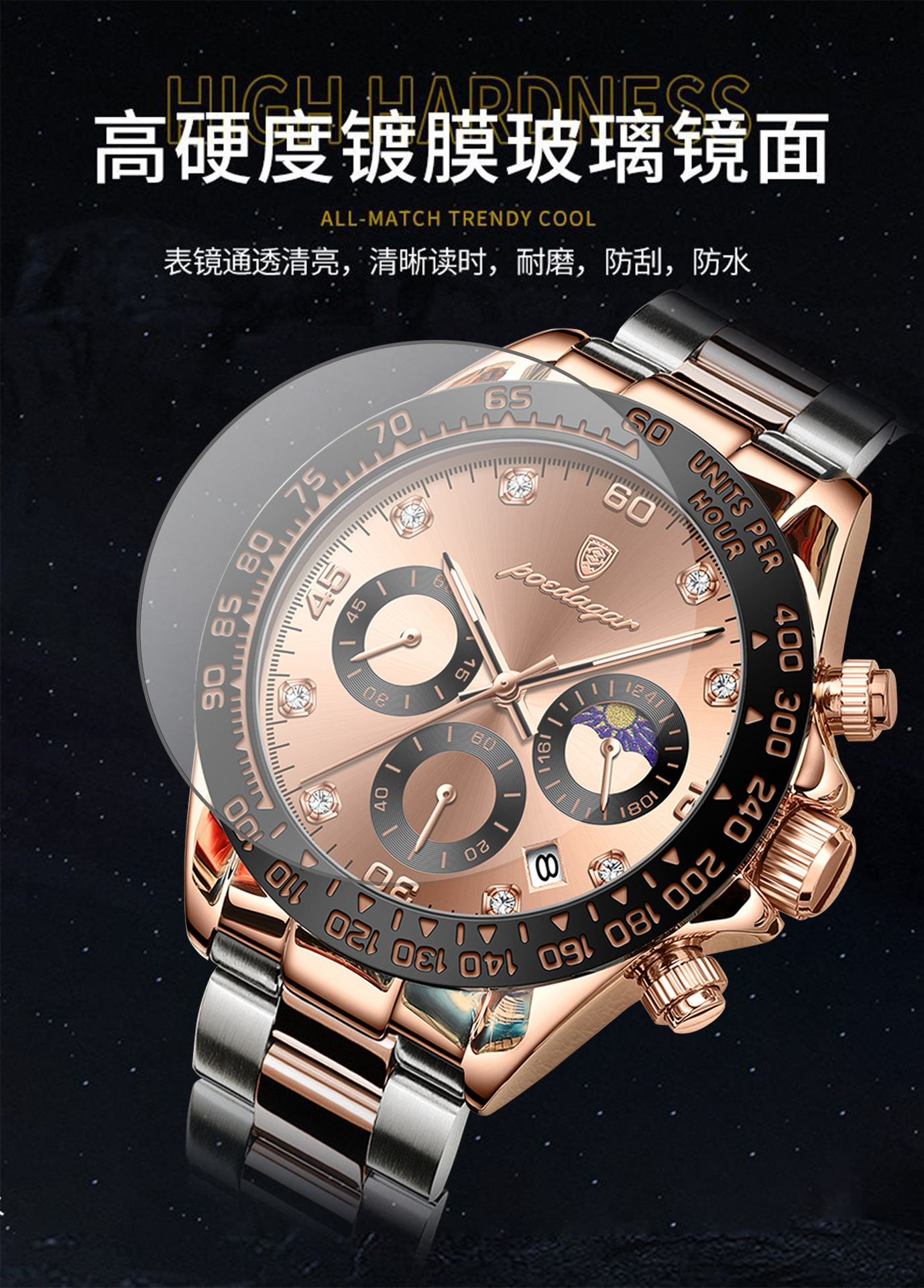 瑞士品牌防水男士手表多功能时尚钢带石英表直播外贸爆款一件代发详情10