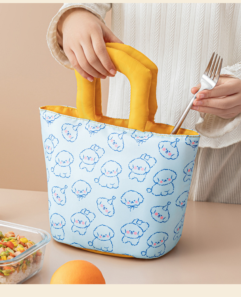 Cute and fun bento bag, printed portable insulated bag, large-capacity thickened fresh-keeping lunch box bag, adorable hand-held lunch bag pic 22