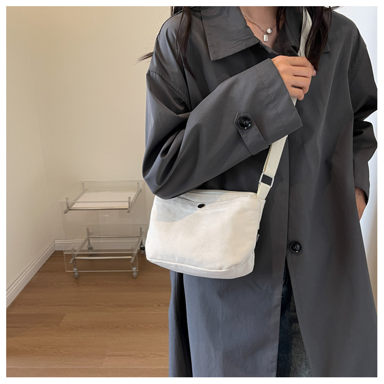 跨境日系帆布小挎包手机包2024新款简约纯色休闲单肩斜挎包小布包详情15