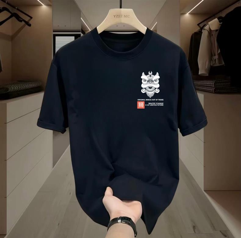 跨境夏季新款男士短袖t恤国潮圆领修身潮流休闲百搭速干运动上衣详情18