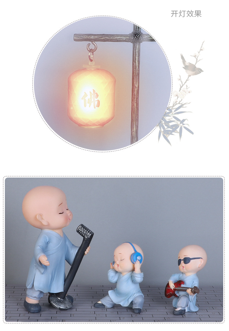 批发少林功夫小和尚摆件茶宠摆设创意禅意中式可爱客厅桌面装饰品详情13