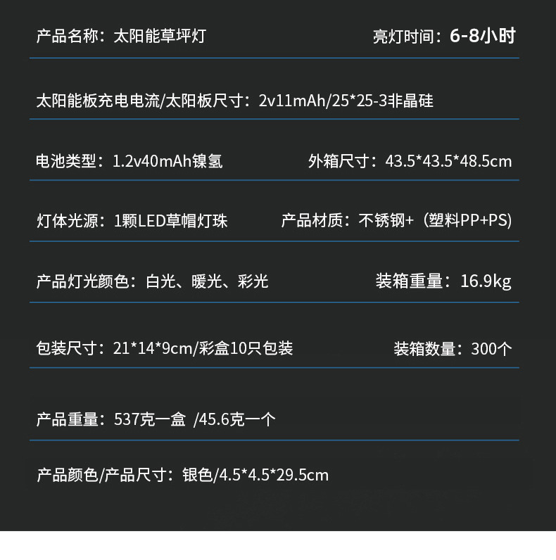 太阳能草坪灯太阳能灯户外庭院灯天黑自动亮防水氛围灯小夜灯灯详情12