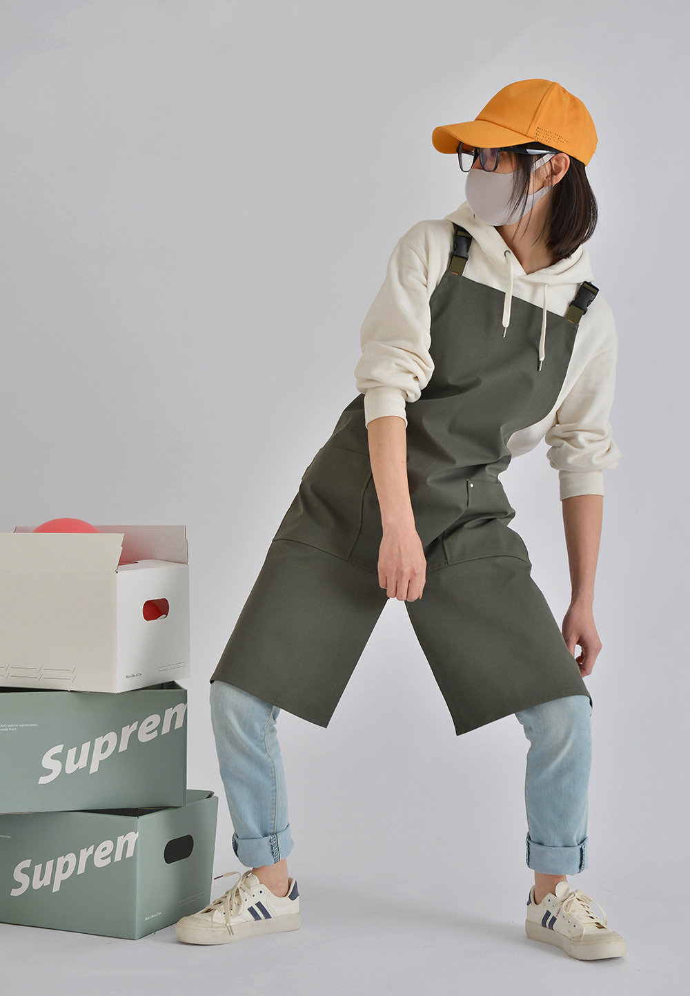 外贸工厂韩日防水式咖啡餐厅帆布围裙罩衣工作服围兜纯棉厨房制服详情24