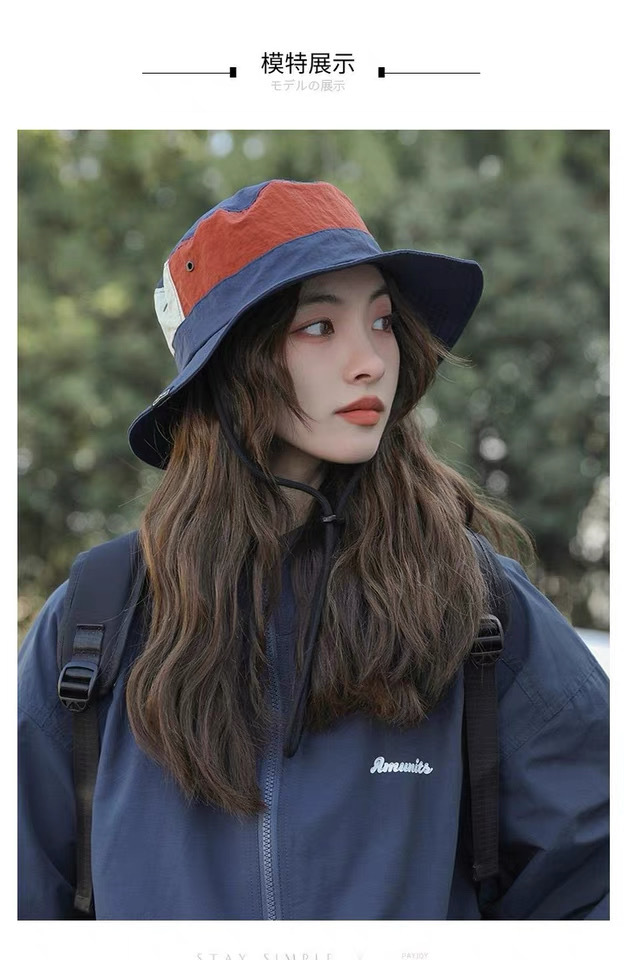 拼色渔夫帽日系速干2025新款夏季女户外登山薄款透气防晒遮阳盆帽详情7