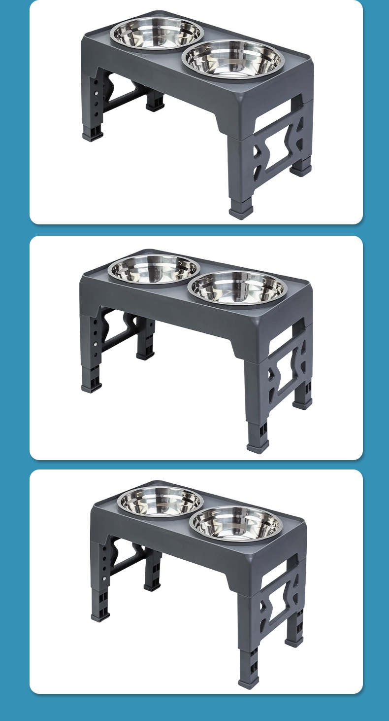 Rongka Pet Cross-border Folding and Lifting Pet Bowl, stainless steel Bowl stand, Large Capacity Double Bowl Pet Feeder, Folding and lifting bowl, dog basin pic 9