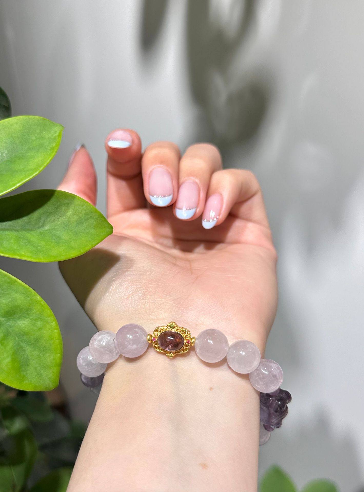 古法金珠子DIY紫水晶镶嵌如意配件串珠项链手链手串隔珠沙金配饰详情6