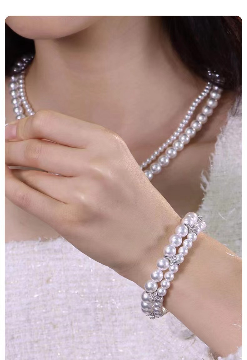 2025新款复古宫廷风BLING锆石多层叠戴澳白珍珠铜镀白金设计详情9