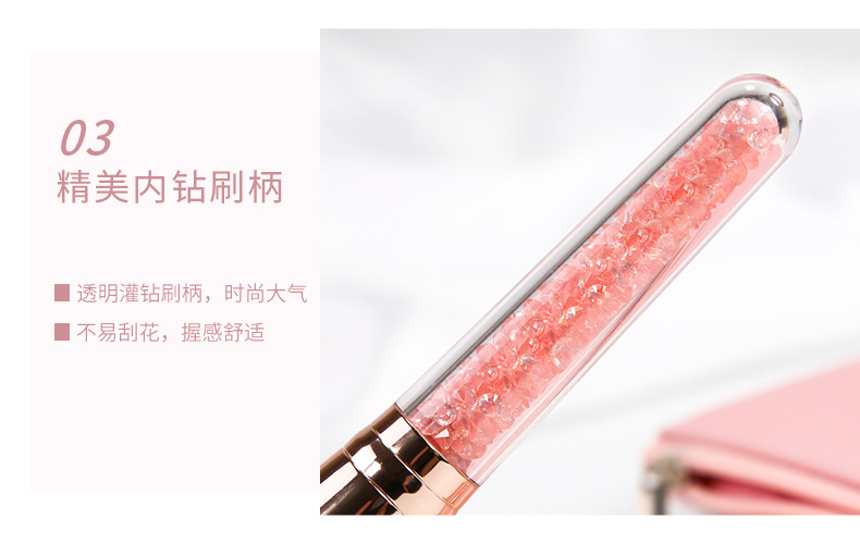 ZOREYA腮红眼影刷套装粉色水晶收纳包化妆工具美容护肤彩妆化妆刷子粉底刷组合详情11