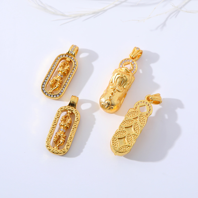 Wholesale of diamond-encrusted PI Xiu collarbone chain, gold and steel pestle pendant, Vietnamese imitation sand gold diy handmade necklace accessories pic 5
