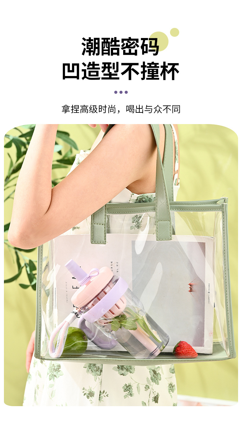 高颜值新款塑料杯茶水分离便携式手提随行杯家用办公吸管果茶水杯详情4