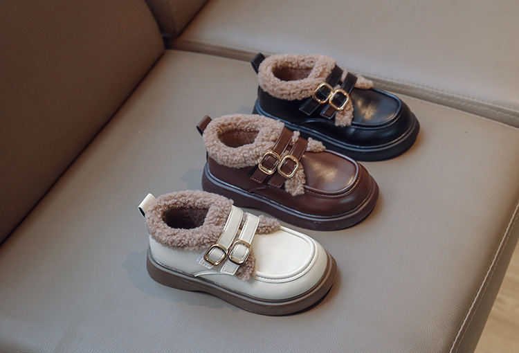 女童棉鞋加绒英伦风公主鞋2024秋冬新款保暖加厚软底小女孩豆豆鞋详情11