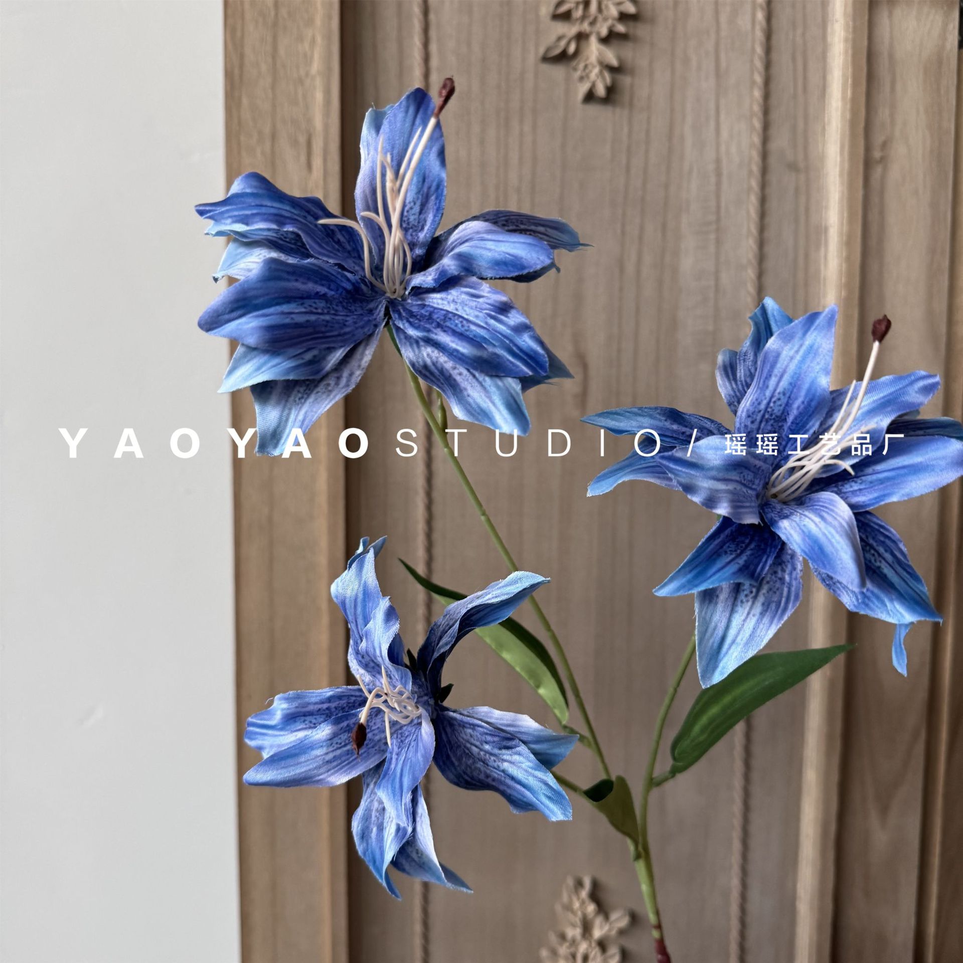 Retro 3D printed small lilies in blue and purple, wedding lilies, artificial flowers, photo props, home decorations, table flowers pic 16