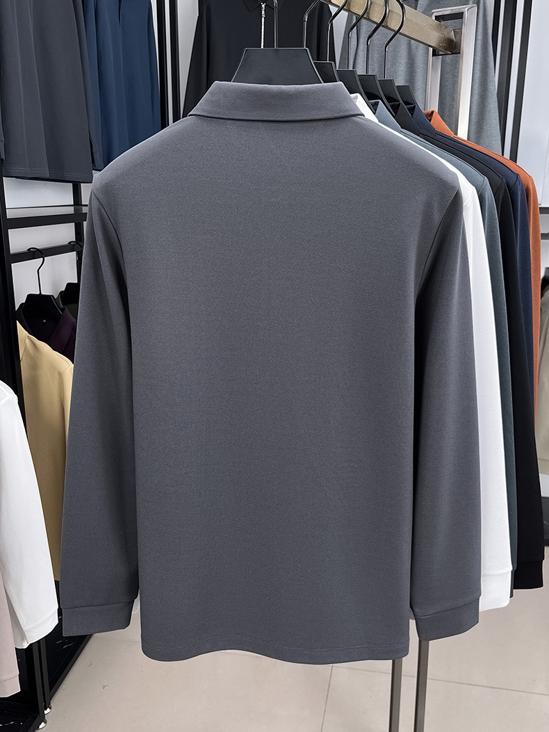 桑蚕丝羊毛长袖polo衫男2025春季新款7A抗菌翻领休闲纯色男士t恤详情16