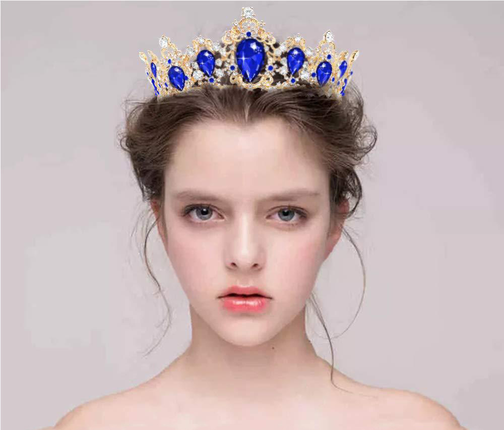 Tocados transfronterizos al por mayor europa y Estados Unidos diamantes de color cristal popular lujo noble adorno de pelo corona novia boda corona grande pic 3