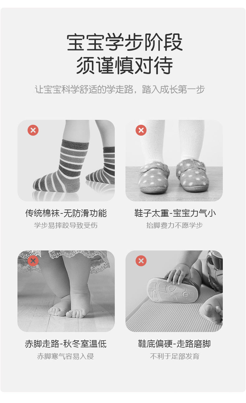 新款春夏宝宝纯色小清新地板鞋婴童卡通防滑点胶婴儿鞋魔术贴款详情4