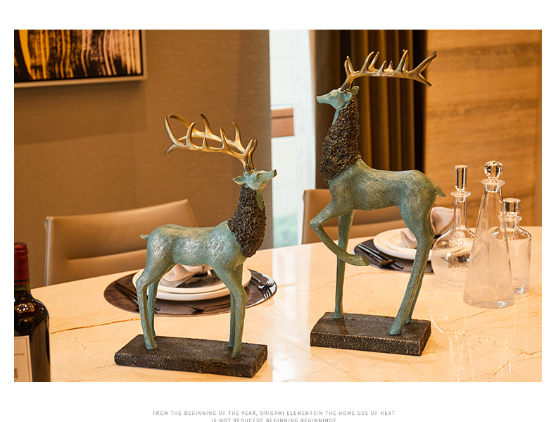 American-style elk ornaments, creative home living room TV cabinet, wine cabinet, soft furnishings, model room, housemoving gifts pic 5