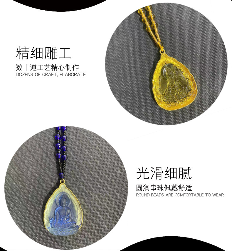Retro lace-trimmed gold-encrusted color-preserving Buddha statue sweater chain, ethnic style Medicine Buddha necklace, live-streaming street stall accessories wholesale pic 2