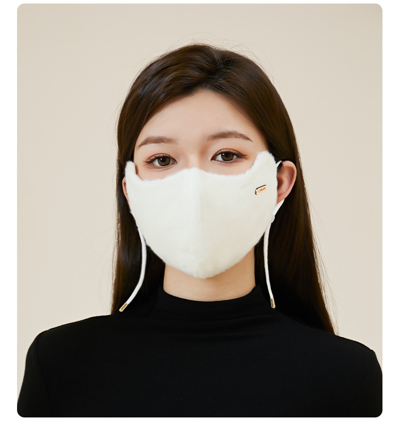 包邮兔毛绒口罩韩版加厚加绒电动车户外防风东北旅游保暖口罩女士详情23