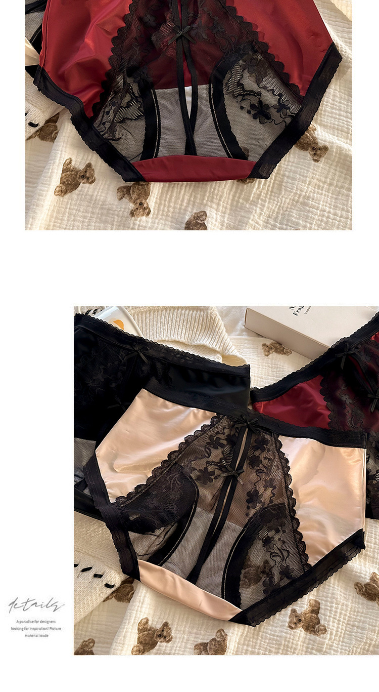 大码纯欲风蕾丝内裤性感无痕网纱女生新款夏季透气中腰女士三角裤详情8