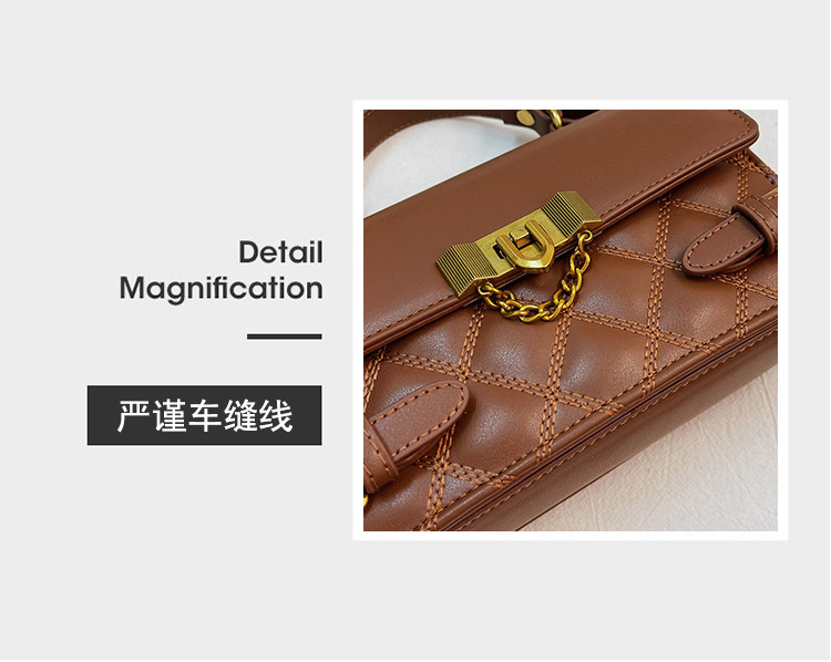 外贸新款菱格手提包包女2025复古百搭小方包春季质感单肩斜挎包详情11