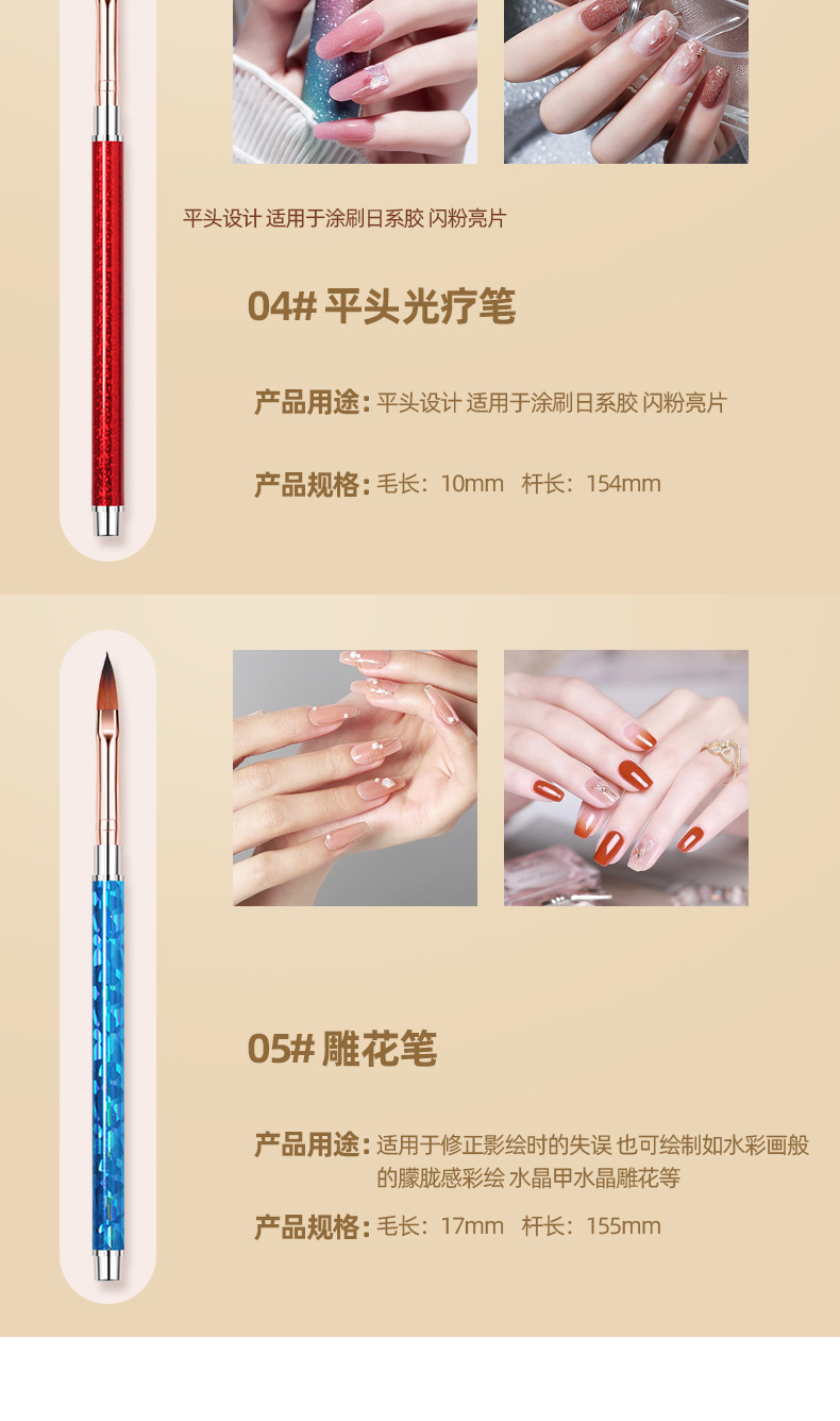 多功能晕染渐变美甲笔双头初学者彩妆工具戳花美甲刷美容护肤详情11