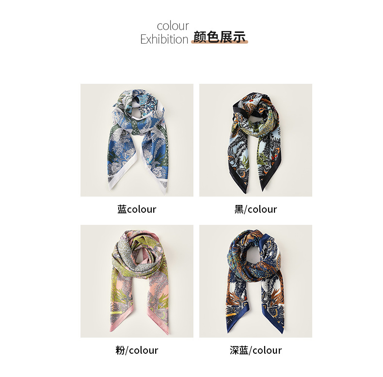 2025夏新款印花大方巾丝巾批发法式复古仿真丝领巾女神节90方巾女详情28