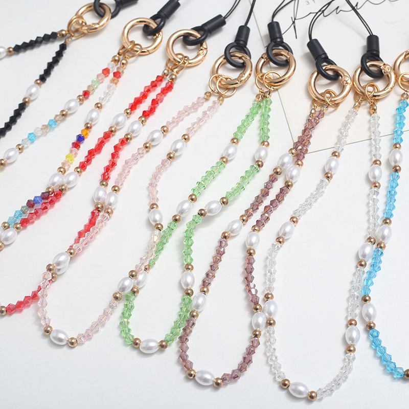 串珠水晶珍珠手机链手机壳挂绳挂件防丢手腕带合金扣批发仙女风详情2