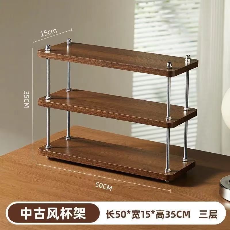 Desktop storage rack, three-layer kitchen coffee rack, desk partition rack, desktop storage, small bookshelf, water cup and tea set rack pic 10