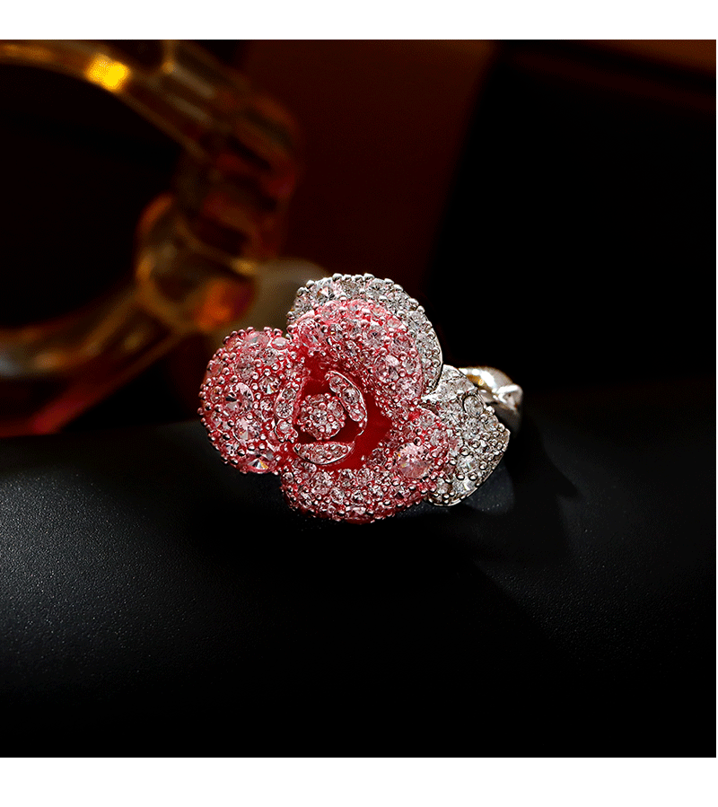 Hyacinth vintage harbor wind rojo rosa anillo moda temperamento ligero lujo superflash cien cierre anillo 2025 shake yin boom pic 5