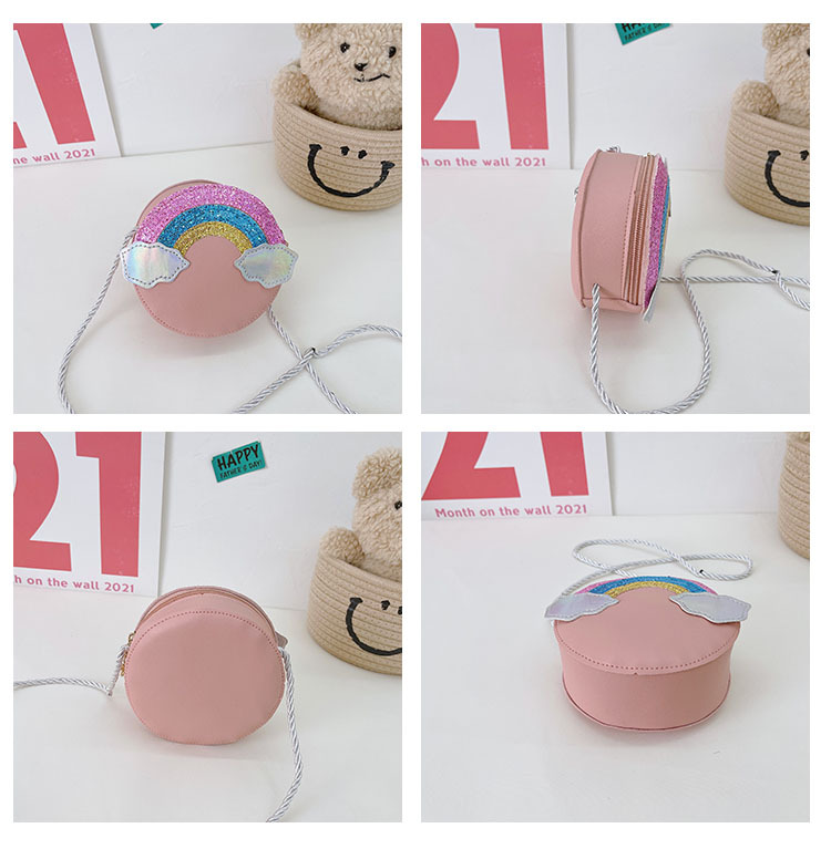 New PU small bag for girls, mini crossbody bag for toddlers and babies, cartoon and cute rainbow coin purse for girls pic 4