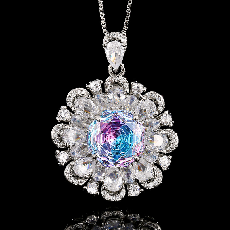 2025新款庄生生珠宝铜底镀金仿真千禧渐变色花朵套装主石12-10mm详情6