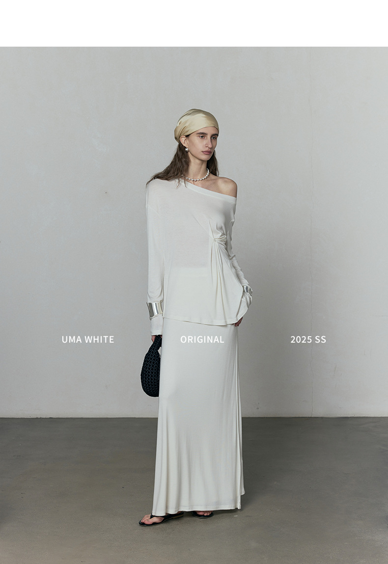 广州十三行女装UMAWHITE档口2025早春新款半身裙女天丝高腰长裙详情19