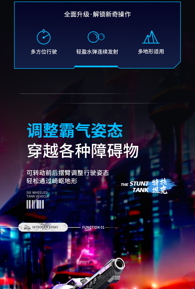 遥控坦克六轮特技车2.4G手势感应变形攀爬越野遥控车儿童玩具FCC详情5
