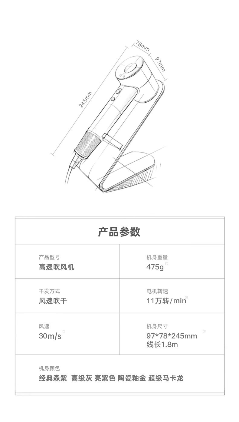严选现货吹风机大风力电吹风高速负离子华强北吹风筒不伤发某森详情38