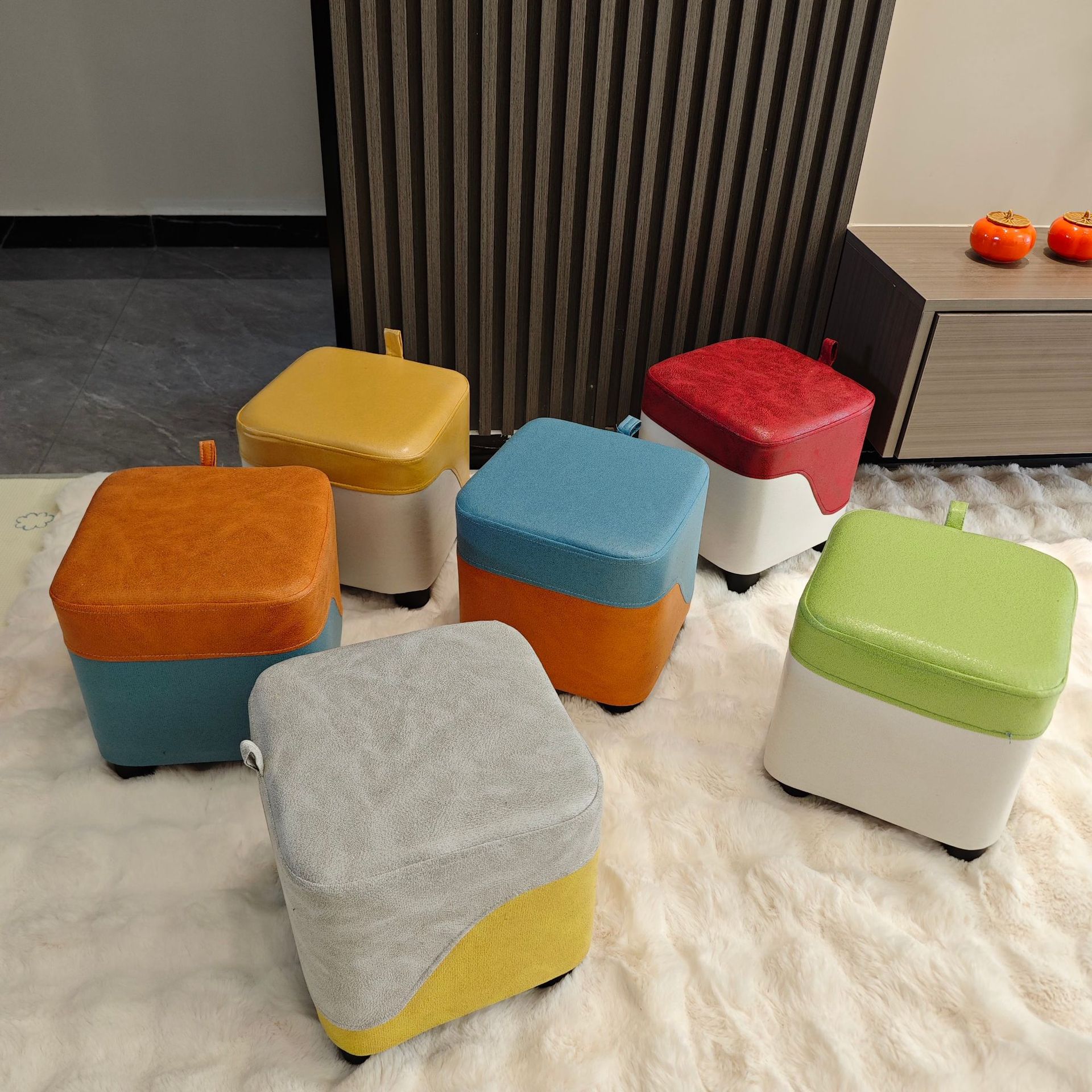 厂家批发方型家用换鞋凳简约矮凳布艺小凳子客厅坐凳穿鞋凳加logo详情2