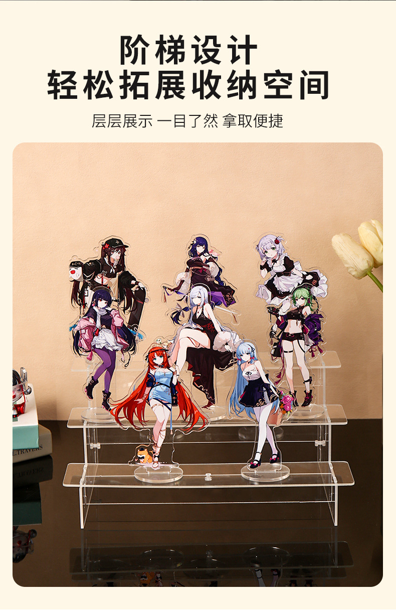 透明亚克力阶梯展示架 A6亚克力台卡盲盒展示架超市广告牌指示牌A6L形台卡详情6