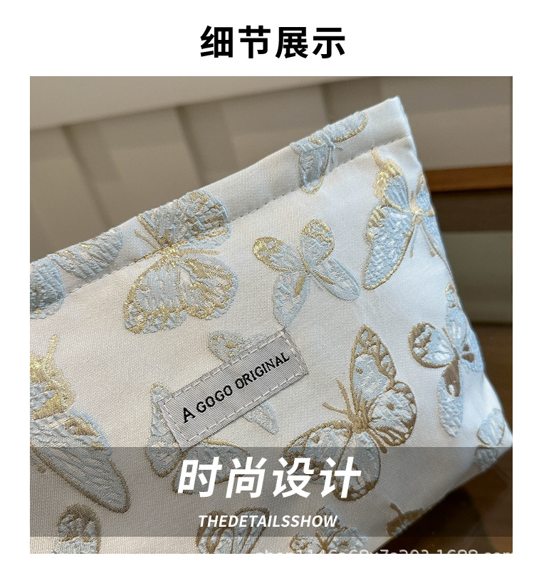 跨境蝴蝶化妆包小清新便携护肤品收纳袋旅行洗漱包帆布方包手拿包详情3