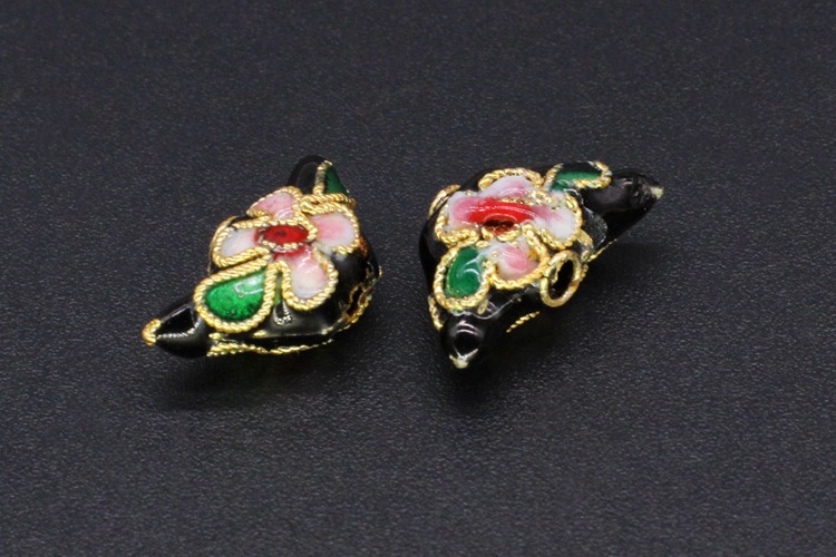 Traditional high-temperature cloisonne enamel floral silver-blue DIY jewelry accessories with beads and cloisonne 15*8 small ingots pic 8