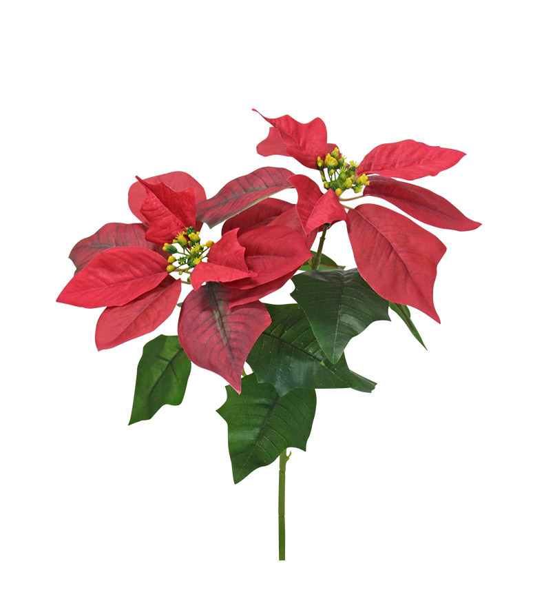 Cross-border new faux Christmas flower potted plants, golden desktop ornaments, home decoration 3D printed poinsettias faux flowers pic 11