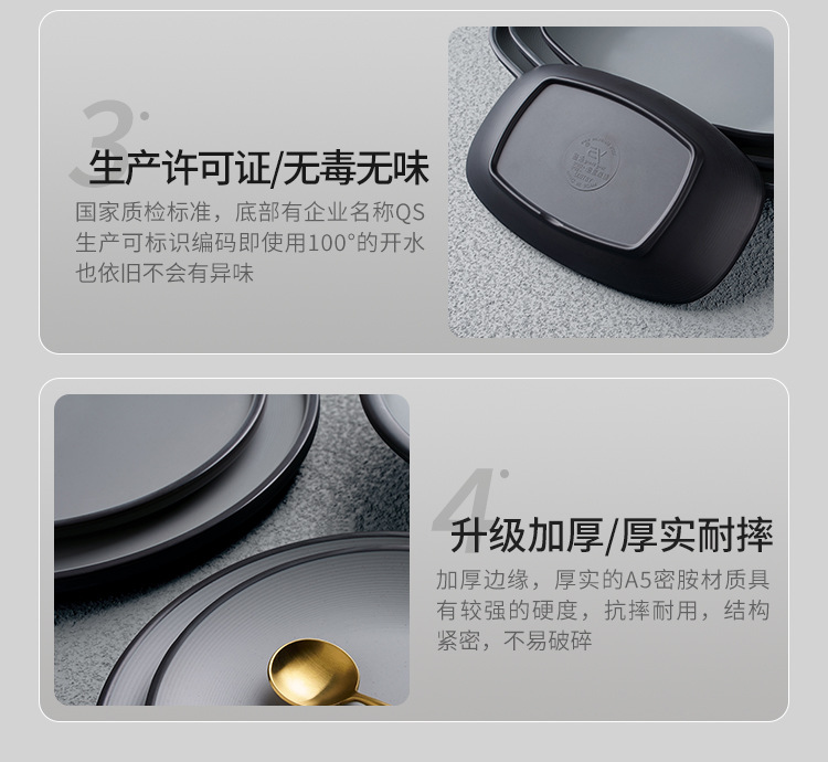 盘子商用烧烤碟烤肉盘创意配菜密胺餐盘仿瓷餐具长方形火锅店专用详情5