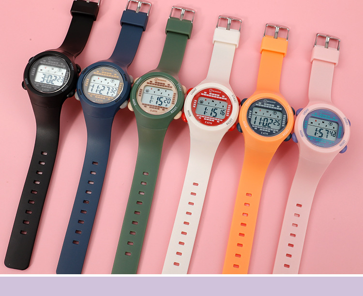 儿童电子手表女生中学生男女款高颜值个性可爱防水多功能手表批发详情10