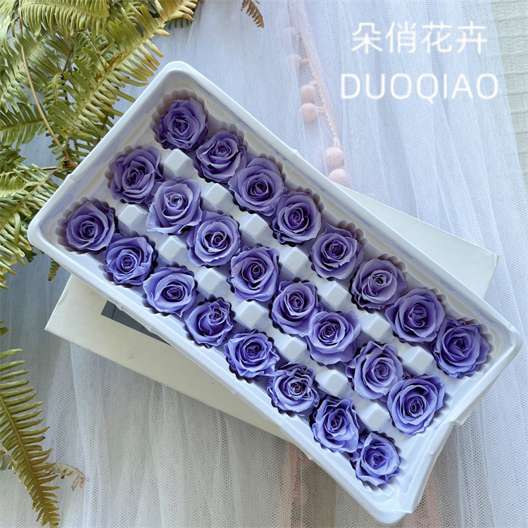 优质B级永生花玫瑰2-3CM玫瑰整盒 保鲜花diy材料包车挂花材20朵详情25